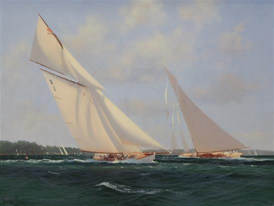 § Brian J. Jones (1945-) 15 Metre Class Tuiga and Lady Annie, Cowes Week 1912 12 x 16in., unframed